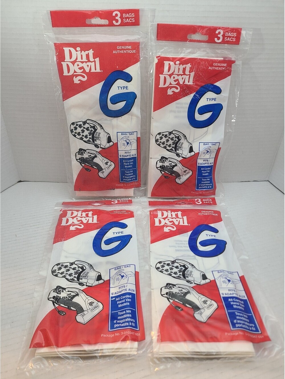 Genuine Dirt Devil Type G Replacement Vacuum Bags Lot of 4 (12 Bags Total) NOS